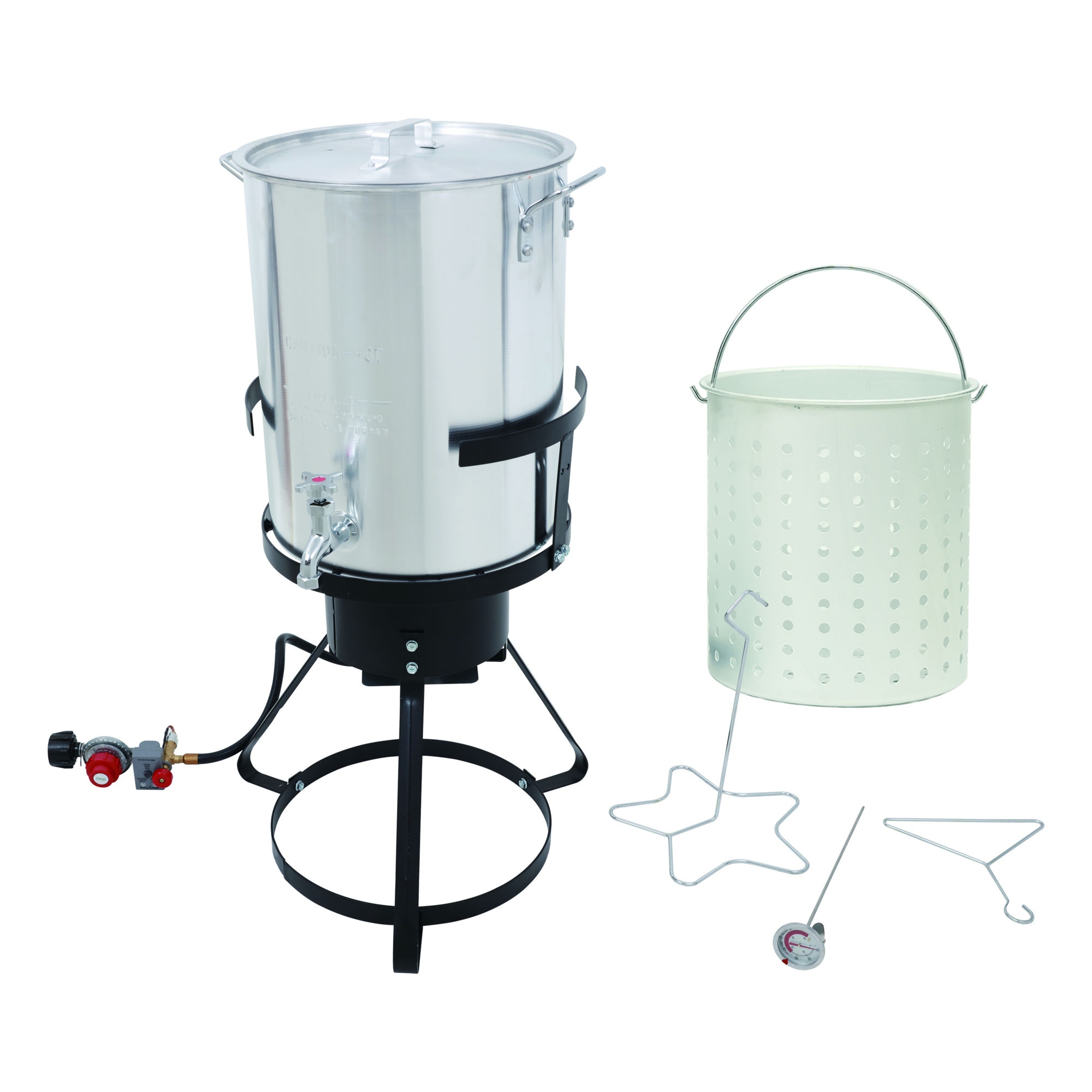 Red Mountain Valley Outdoor Propane Turkey Fryer — 30 Qt., 50,000 BTU, Basket, Oil Drain Valve, Timer